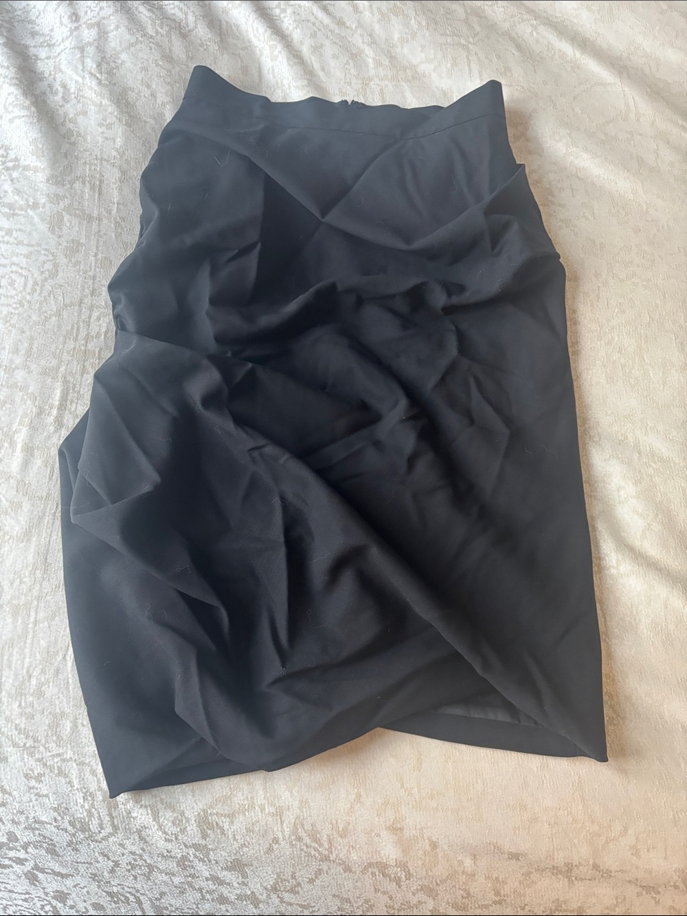 All Saints Black Pencil Skirt with Draping 100% wool US 6